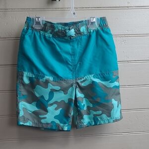 Okie Dokie Teal and Gray Camo Board Shorts